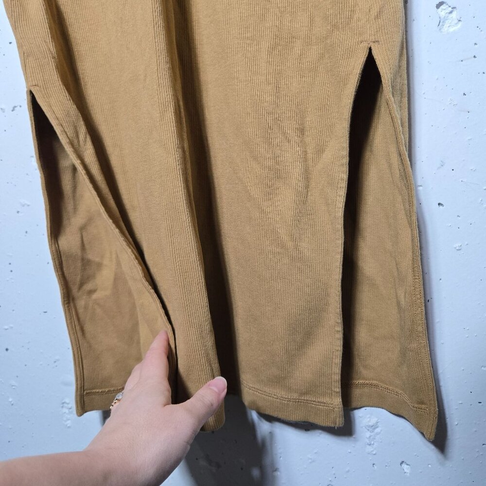 Old Navy Rib-Knit Henley Midi Long Sleeve Dress Size Medium Acacia Fall Winter - Picture 4 of 11